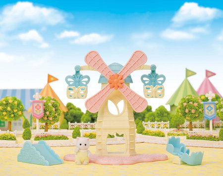 SYLVANIAN Windmill with carousel set+fig.05526 55267