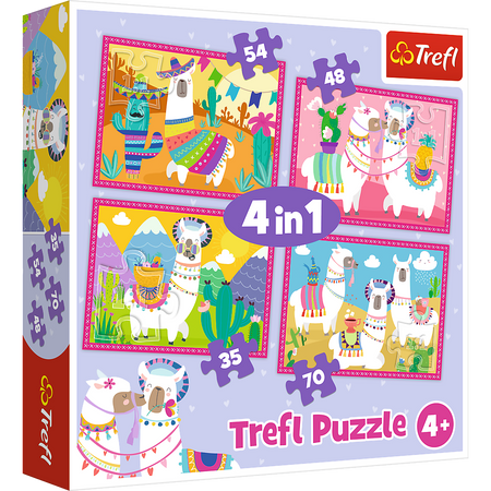 Puzzle 4 en 1 Lama en vacances Trefl 34322