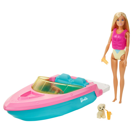 Ensemble poupée Barbie et bateau à moteur GRG30