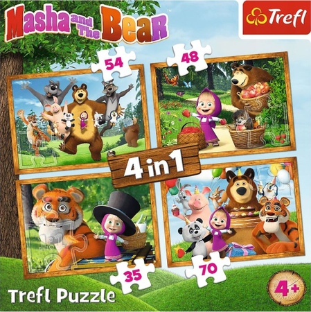 Puzzle 4 en 1 Les aventures forestières de Masha 34329