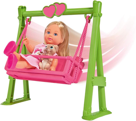 Evi with an animal on a swing toy for children 573-3443