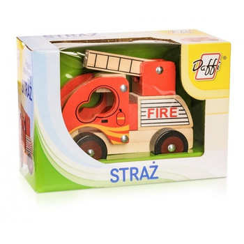 DAFFI Wooden car with tires Fire brigade D-101 41011