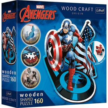 Trefl Puzzle 160 pièces Contour en bois Intrépide Captain America 20194