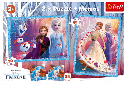 Puzzle 2 en 1, mémos, terre mystérieuse, Frozen 2, 90814